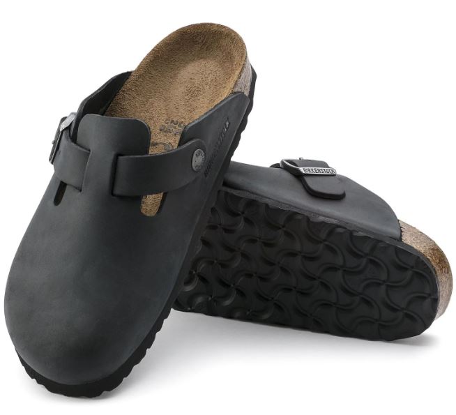 Boston - Black / Pelle oliata -  Ciabatte ortopediche