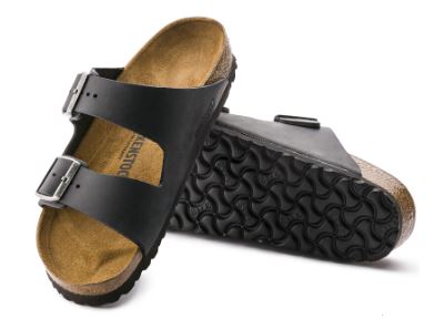 Arizona - Black / Pelle oliata  - Ciabatte ortopediche