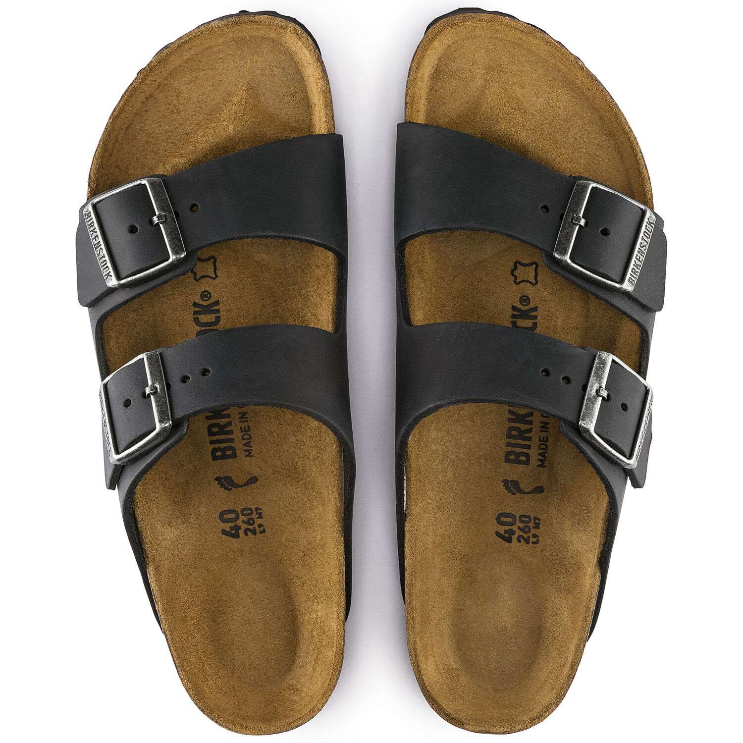 Arizona - Black / Pelle oliata  - Ciabatte ortopediche