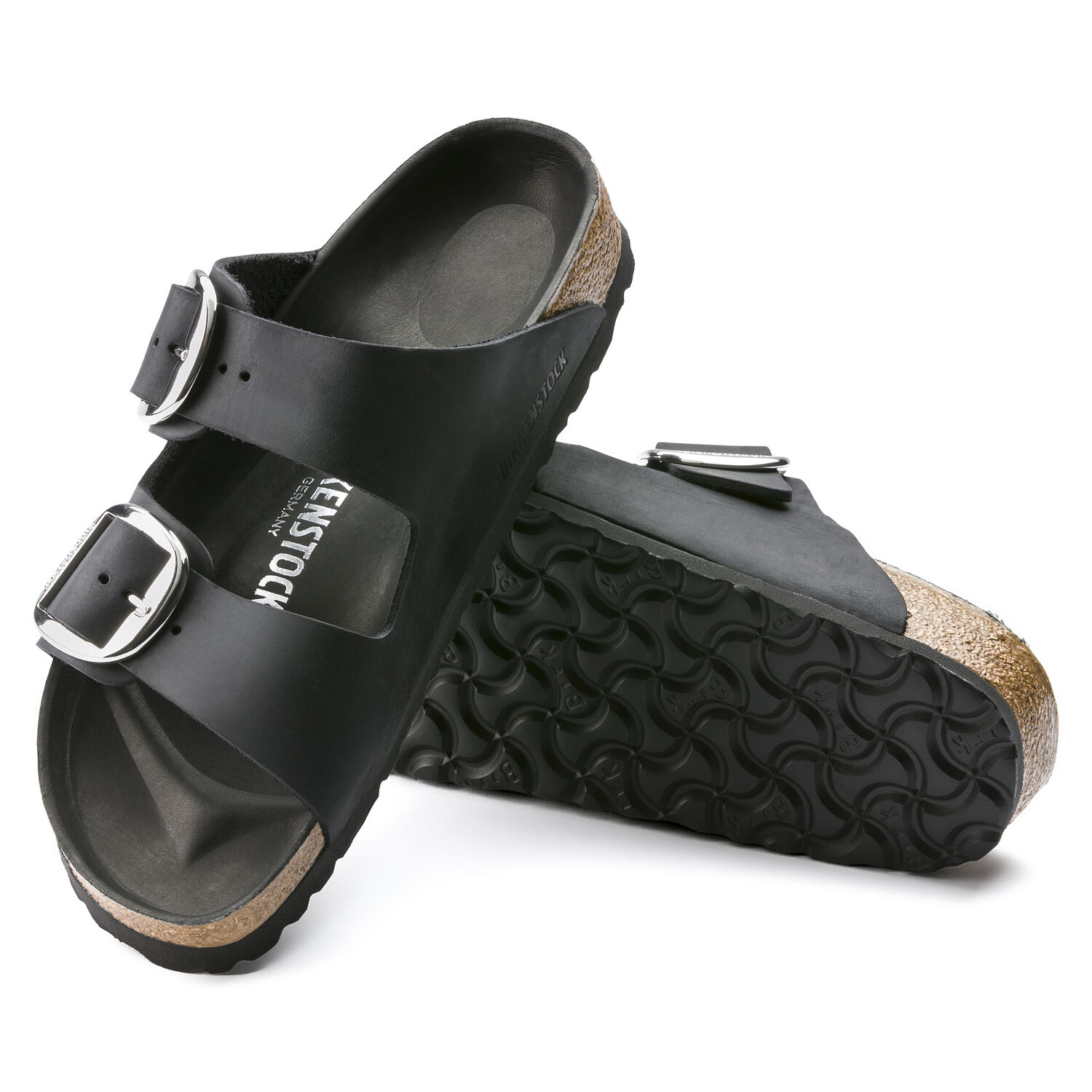 Arizona Big Buckle - Black / Pelle oliata - Ciabatte ortopediche