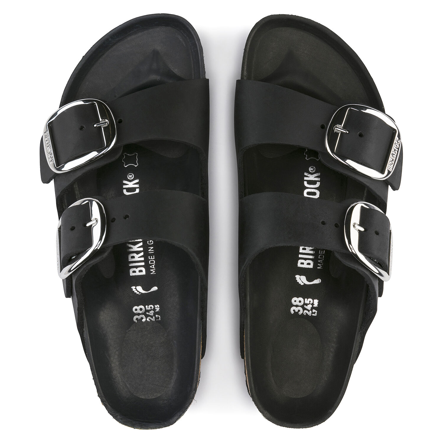 Arizona Big Buckle - Black / Pelle oliata - Ciabatte ortopediche