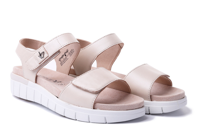 Sandali Donna Caprice, Pelle Naturale, Casual, con Zeppa, Crema - Sandali ortopedici in pelle naturale con zeppa, ideali per un comfort quotidiano e stile casual.