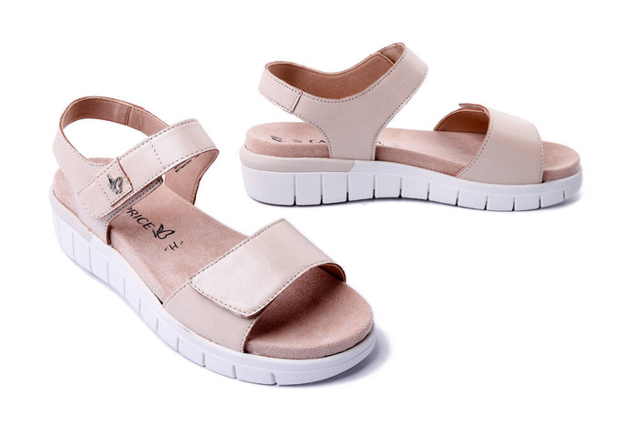 Sandali Donna Caprice, Pelle Naturale, Casual, con Zeppa, Crema - Sandali ortopedici in pelle naturale con zeppa, ideali per un comfort quotidiano e stile casual.