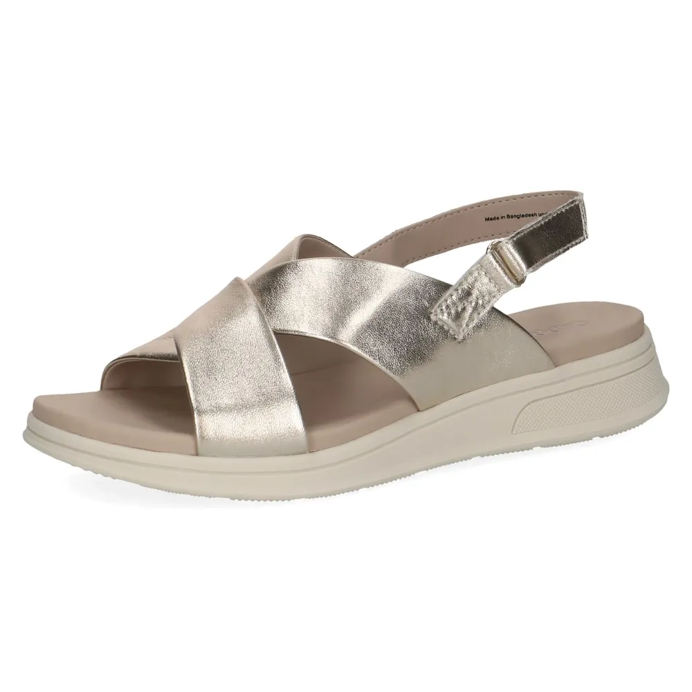Sandalo dorato 9-28700-46 9 - Sandalo ortopedico dorato in pelle che unisce eleganza e comfort duraturo.