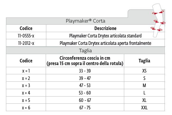 Playmaker Corta - Drytex articolata standard -  Tutore articolato per ginocchio post operatorio 