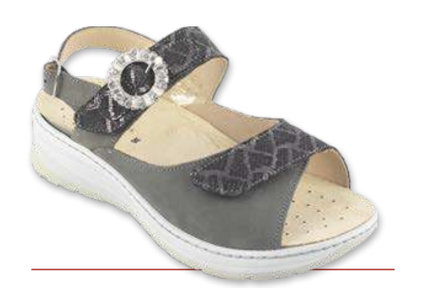 BLANCO STRASS - NABUK/SOFIA ASFALTO - Ciabatte ortopediche donna 