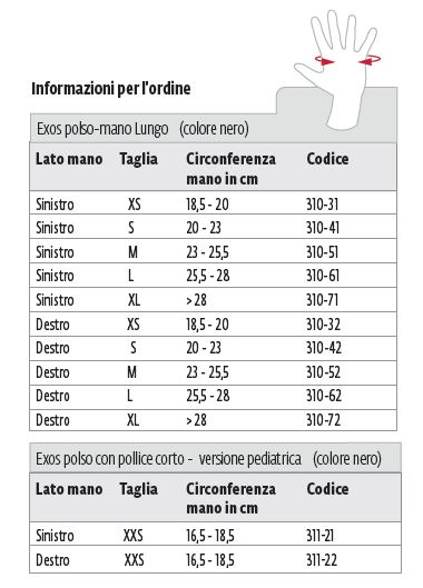 Exos polso-mano lungo  - Tutore polso mano