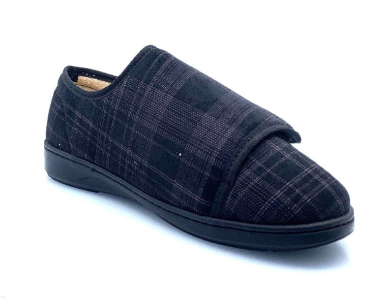 Scarpa Donna/Uomo Microfibra Tartan Forma Calzata L - LOR - Scarpe ortopediche post-operatorie LOR in microfibra tartan: comfort e supporto ottimali.