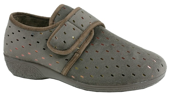 Pantofola Donna Tratto Velvet Visone Forma Calzata M - Pantofola ortopedica donna, comfort e supporto ottimali per salute del piede.