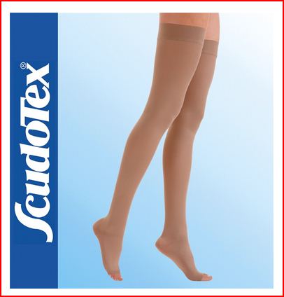 AUTOREGGENTE K1 MICROFIBRE PUNTA APERTA - BEIGE  - Autoreggenti terapeutiche K1 microfibre, compressione graduata.