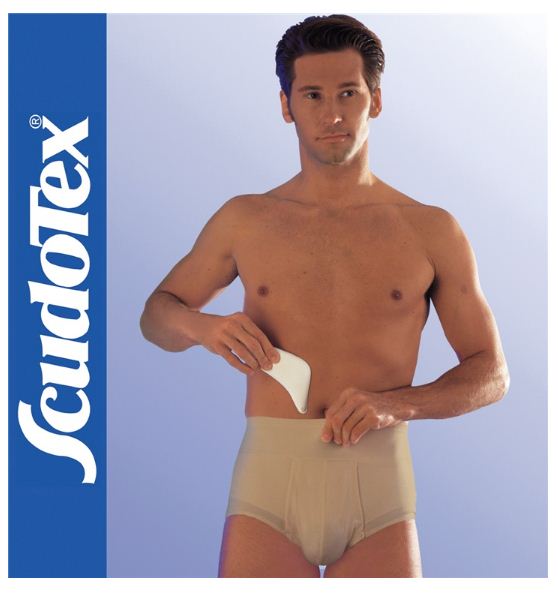 COTTON SLIP VITA ALTA CON PELOTTE - NATURALE - Slip contenitivo post-operatorio in cotone con pelotte inguinali.