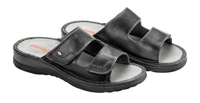 CIABATTA ISEO PREDISPOSTA VITELLO NERO  - Ciabatte ortopediche uomo 