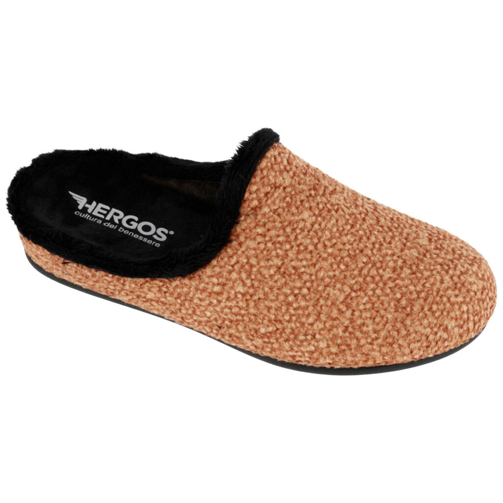 Calzatura Ortopedica Hergos T Pamplona Arancio - Ciabatta ortopedica per donna, calda, con supporto personalizzabile e design elegante.
