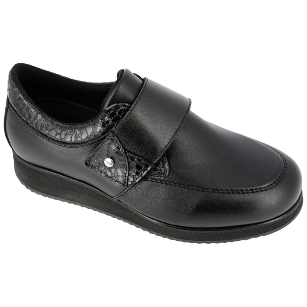Scarpa ortopedica H Mosca H8012 Soft/Nappaelast Nero - Eleganza e comfort per il benessere dei tuoi piedi con queste scarpe ortopediche specifiche per donna.
