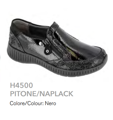 Hergos T Almada H4500 Pitone/Naplack Nero - Calzature ortopediche eleganti con design pitone/naplack, ideali per il comfort invernale femminile.