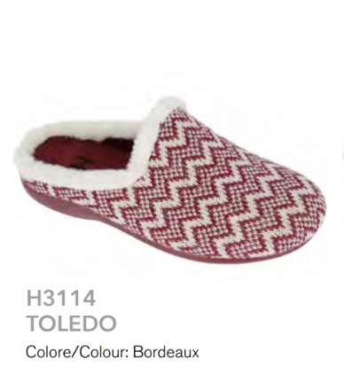 HERGOS T Pamplona H3114 Toledo Bordeaux - Ciabatte ortopediche eleganti e comode per un inverno caldo e supportato.