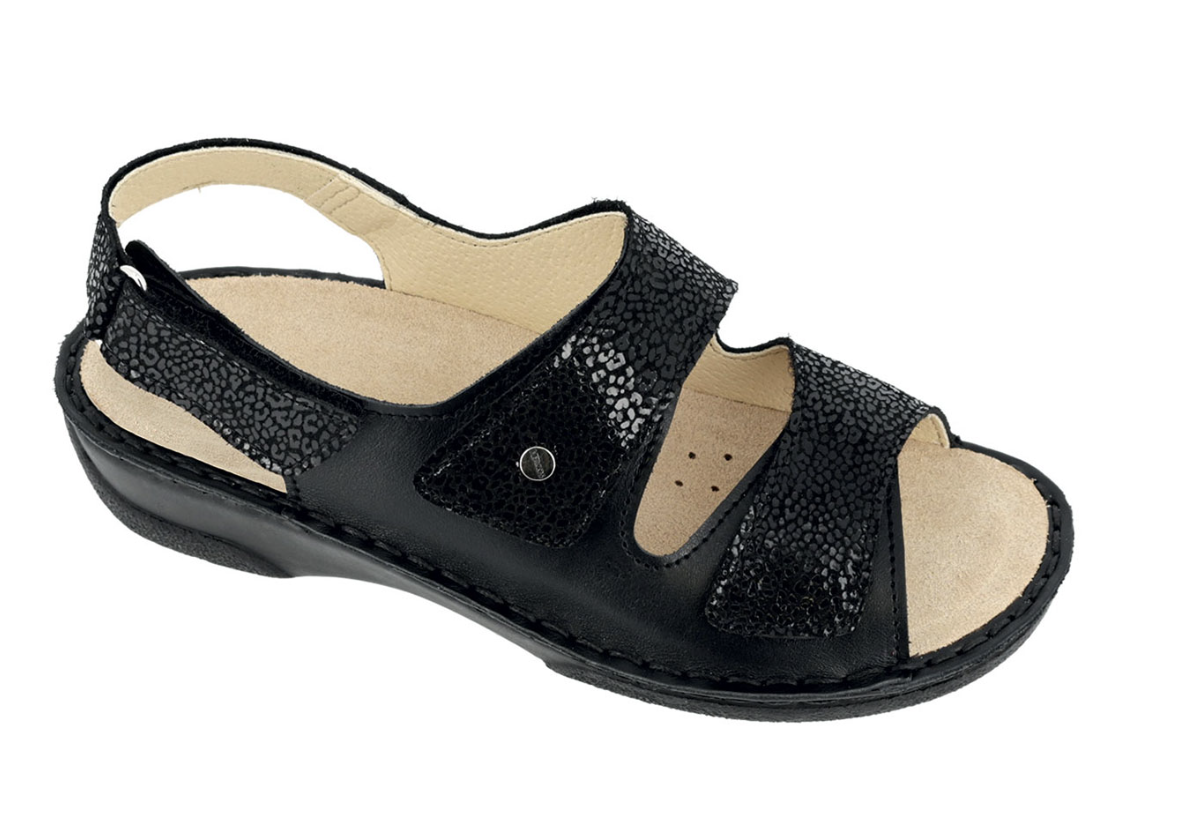 HERGOS TECNA FERRARA H62 MICROLEO /GALAXY NERO - Sandali ortopedici donna