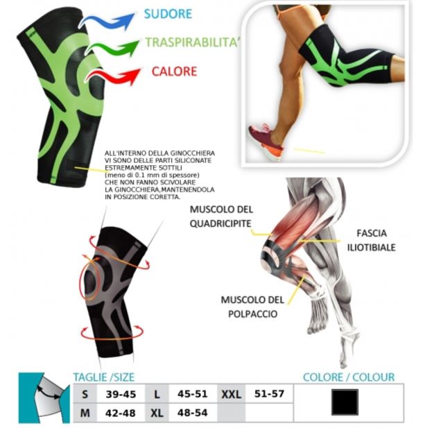 GINOCCHIERA CON POWER BAND TAPING INTEGRATO - Ginocchiera sportiva