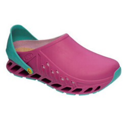 EVOFLEX FUCSIA/SMERALDO - Zoccoli ortopedici sanitari con plantare Memory Cushion.