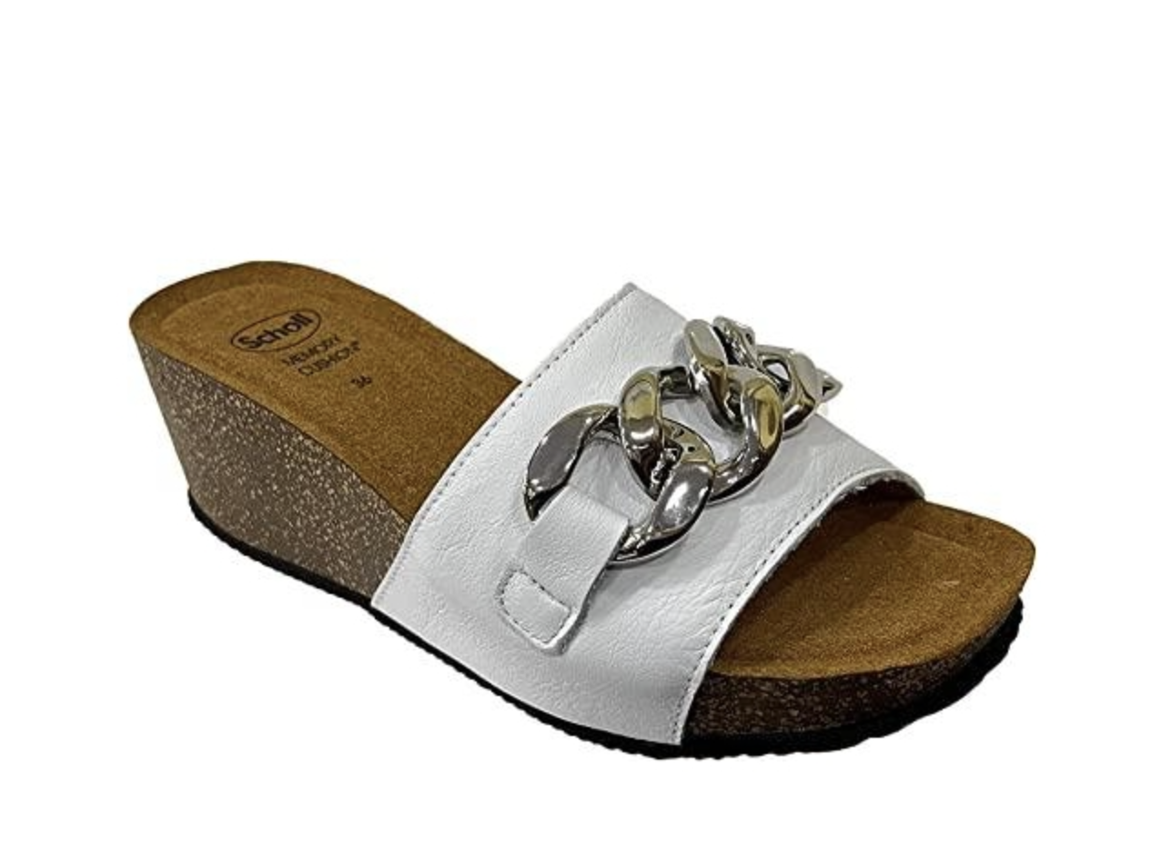 RAVELLO HIGH WEDGE WHITE - Ciabatte ortopediche
