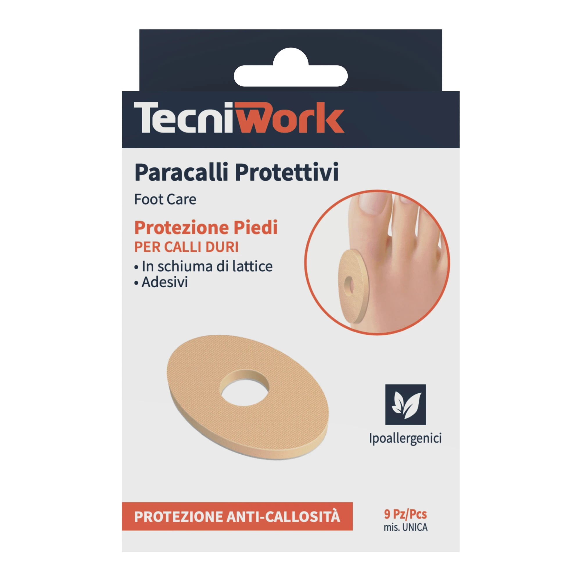 Paracalli protettivi per i calli duri del piede 9 pz - Paracalli protettivi ipoallergenici Tecniwork