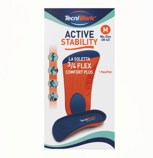 Solette ¾ flessibili Flex Comfort Plus Active Stability 1 paio - Solette 3/4 flessibili con supporto plantare e tallone anti-shock