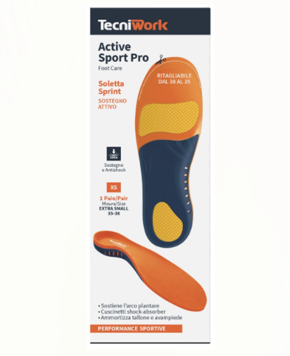 Solette per calzature sportive ritagliabili Active Sport Pro 1 paio - Sostegno arco e shock-absorber per scarpe sportive, ritagliabili