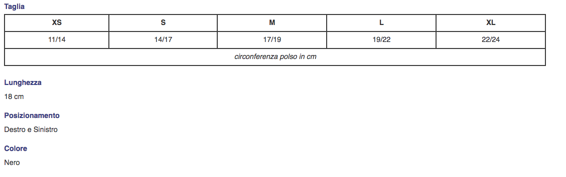 Tutore per polso “DRYPOL SHORT” in tessuto traspirante con stecche (dorsale/palmare) rigide - Polsiera steccata in tessuto traspirante